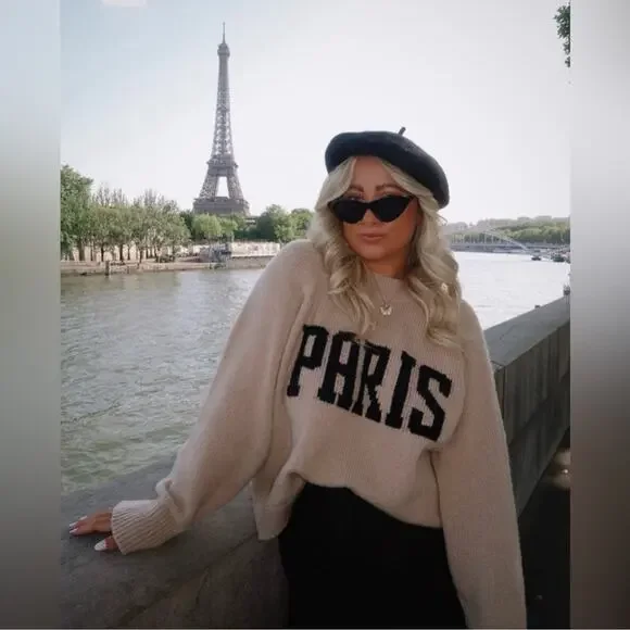 ANINE BING Kendrick Wool/Cashmere Blend University Paris Sweater in Light Camel - Picture 2 of 12